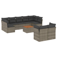 vidaXL 10 részes szürke polyrattan kerti ülőgarnitúra párnákkal (3223813) kerti bútor