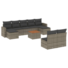 vidaXL 10 részes szürke polyrattan kerti ülőgarnitúra párnákkal (3224324) kerti bútor