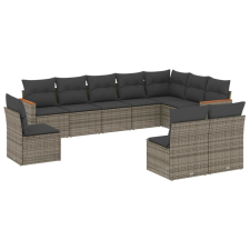 vidaXL 10 részes szürke polyrattan kerti ülőgarnitúra párnákkal (3226074) kerti bútor