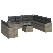 vidaXL 10 részes szürke polyrattan kerti ülőgarnitúra párnákkal (3251497) kerti bútor
