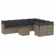 vidaXL 10 részes szürke polyrattan kerti ülőgarnitúra párnákkal (3256151) kerti bútor