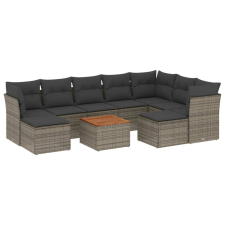 vidaXL 10 részes szürke polyrattan kerti ülőgarnitúra párnákkal (3256298) kerti bútor