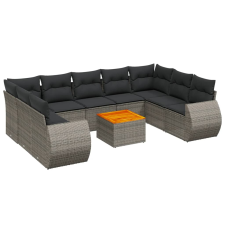 vidaXL 10 részes szürke polyrattan kerti ülőgarnitúra párnákkal (3257481) kerti bútor