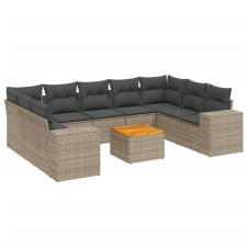vidaXL 10 részes szürke polyrattan kerti ülőgarnitúra párnákkal (3257922) kerti bútor