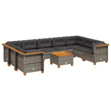 vidaXL 10 részes szürke polyrattan kerti ülőgarnitúra párnákkal (3261984) kerti bútor