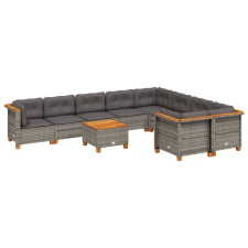 vidaXL 10 részes szürke polyrattan kerti ülőgarnitúra párnákkal (3262008) kerti bútor