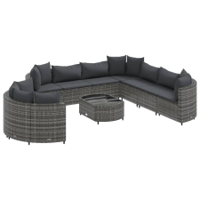 vidaXL 10 részes szürke polyrattan kerti ülőgarnitúra párnákkal (3308410) kerti bútor