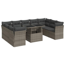 vidaXL 10 részes szürke polyrattan kerti ülőgarnitúra párnákkal (3326221) kerti bútor