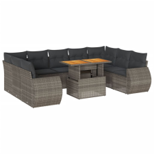 vidaXL 10 részes szürke polyrattan kerti ülőgarnitúra párnákkal (3327308) kerti bútor
