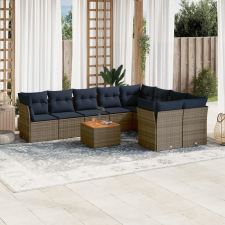 vidaXL 10 részes szürke polyrattan kerti ülőgarnitúra párnával kerti bútor
