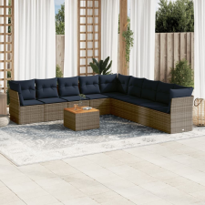 vidaXL 10 részes szürke polyrattan kerti ülőgarnitúra párnával kerti bútor