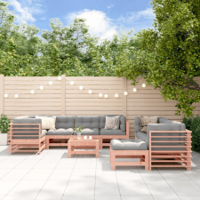 vidaXL 10 részes tömör douglas fa kerti társalgószett párnákkal kerti bútor