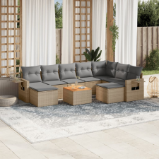 vidaXL 10 részes vegyes bézs polyrattan kerti ülőgarnitúra párnákkal kerti bútor