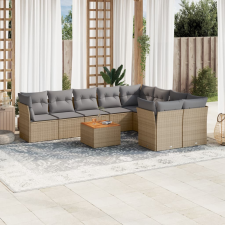 vidaXL 10 részes vegyes bézs polyrattan kerti ülőgarnitúra párnákkal kerti bútor