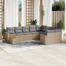 vidaXL 10 részes vegyes bézs polyrattan kerti ülőgarnitúra párnákkal kerti bútor