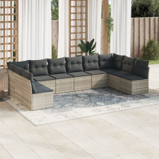 vidaXL 10 részes világosszürke polyrattan kerti ülőgarnitúra párnákkal kerti bútor