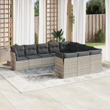 vidaXL 10 részes világosszürke polyrattan kerti ülőgarnitúra párnákkal kerti bútor