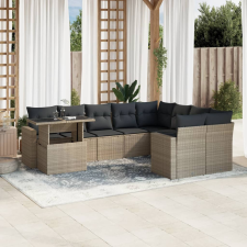 vidaXL 10 részes világosszürke polyrattan kerti ülőgarnitúra párnákkal kerti bútor