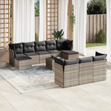 vidaXL 10 részes világosszürke polyrattan kerti ülőgarnitúra párnákkal kerti bútor