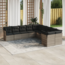 vidaXL 10 részes világosszürke polyrattan kerti ülőgarnitúra párnákkal kerti bútor