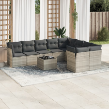 vidaXL 10 részes világosszürke polyrattan kerti ülőgarnitúra párnákkal kerti bútor