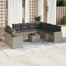 vidaXL 10 részes világosszürke polyrattan kerti ülőgarnitúra párnákkal kerti bútor