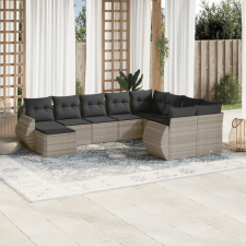 vidaXL 10 részes világosszürke polyrattan kerti ülőgarnitúra párnákkal kerti bútor