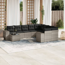 vidaXL 10 részes világosszürke polyrattan kerti ülőgarnitúra párnákkal kerti bútor