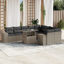vidaXL 10 részes világosszürke polyrattan kerti ülőgarnitúra párnákkal kerti bútor