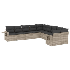 vidaXL 10 részes világosszürke polyrattan kerti ülőgarnitúra párnákkal (3220711) kerti bútor