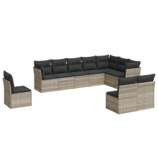 vidaXL 10 részes világosszürke polyrattan kerti ülőgarnitúra párnákkal (3249641) kerti bútor