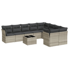 vidaXL 10 részes világosszürke polyrattan kerti ülőgarnitúra párnákkal (3250021) kerti bútor