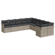 vidaXL 10 részes világosszürke polyrattan kerti ülőgarnitúra párnákkal (3250081) kerti bútor