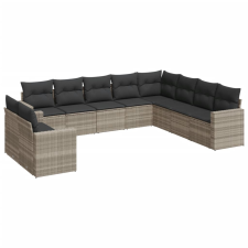 vidaXL 10 részes világosszürke polyrattan kerti ülőgarnitúra párnákkal (3251509) kerti bútor