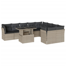 vidaXL 10 részes világosszürke polyrattan kerti ülőgarnitúra párnákkal (3266842) kerti bútor