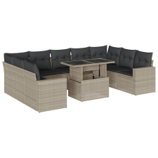 vidaXL 10 részes világosszürke polyrattan kerti ülőgarnitúra párnákkal (3267482) kerti bútor