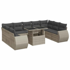 vidaXL 10 részes világosszürke polyrattan kerti ülőgarnitúra párnákkal (3326703) kerti bútor