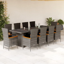 vidaXL 11 darabos kerti bútorgarnitúra párnákkal, szürke PE rattan kerti bútor