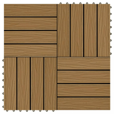 vidaXL 11 db (1 m2) tíkfa színű dombornyomott WPC burkolólap 30x30 cm építőanyag