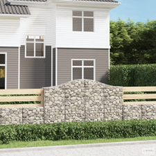 vidaXL 11 db íves horganyzott vas gabion kosár 200x30x120/140 cm kerti tárolás