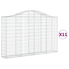 vidaXL 11 db íves horganyzott vas gabion kosár 200x30x120/140 cm (3145460) kerti tárolás
