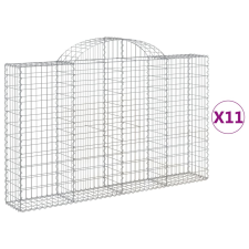 vidaXL 11 db íves horganyzott vas gabion kosár 200x30x120/140 cm (3146140) kerti tárolás
