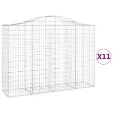 vidaXL 11 db íves horganyzott vas gabion kosár 200x50x140/160 cm (3145691) kerti tárolás