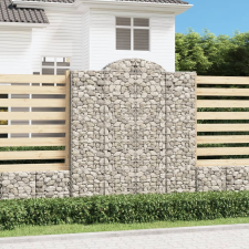 vidaXL 11 db íves horganyzott vas gabion kosár 200x50x220/240 cm kerti tárolás