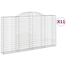 vidaXL 11 db íves horganyzott vas gabion kosár 300x30x160/180 cm (3146584) kerti tárolás