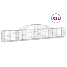 vidaXL 11 db íves horganyzott vas gabion kosár 300x30x40/60 cm (3146476) kerti tárolás