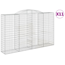 vidaXL 11 db íves horganyzott vas gabion kosár 300x50x180/200 cm (3146782) kerti tárolás