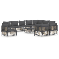 vidaXL 11 részes antracitszürke polyrattan kerti ülőgarnitúra párnával kerti bútor