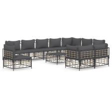 vidaXL 11 részes antracitszürke polyrattan kerti ülőgarnitúra párnával (3186807) kerti bútor