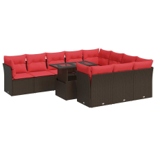 vidaXL 11 részes barna polyrattan akácfa kerti ülőgarnitúra párnákkal (3326235) kerti bútor